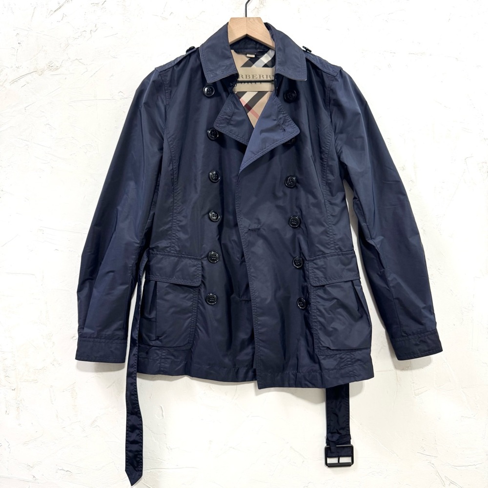 Burberry Brit Navy Belted Short Trench Coat - Picture 5 of 12